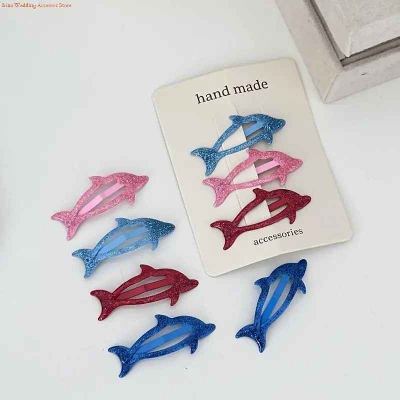 

G92D Sweet 2000s Girls Hairpins Dolphin with Glitter Handmade Hairpins Hair Clip