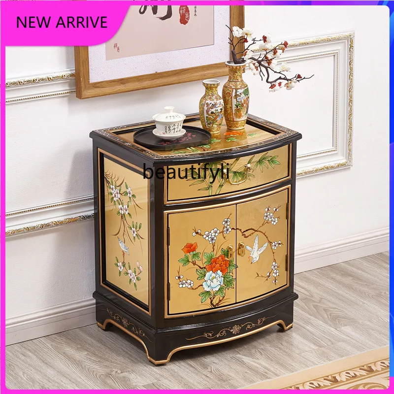 

Piano paint gold foil corner few sides bright bedside table Ming and Qing classical painting living room storage H
