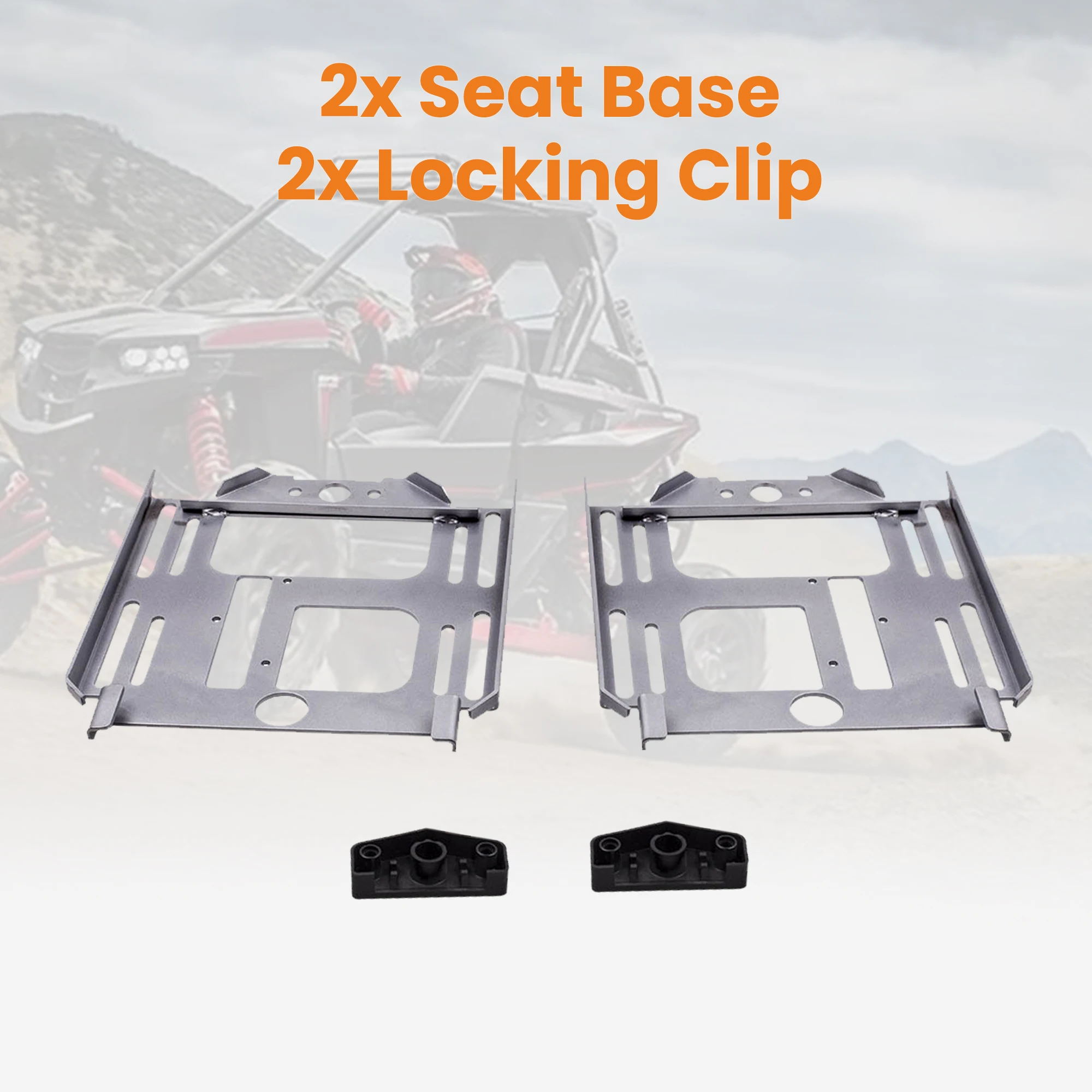 2pcs Seat Bases+Locking Clip for Polaris RZR 570 / 900 S/XP Seats to 1000XP