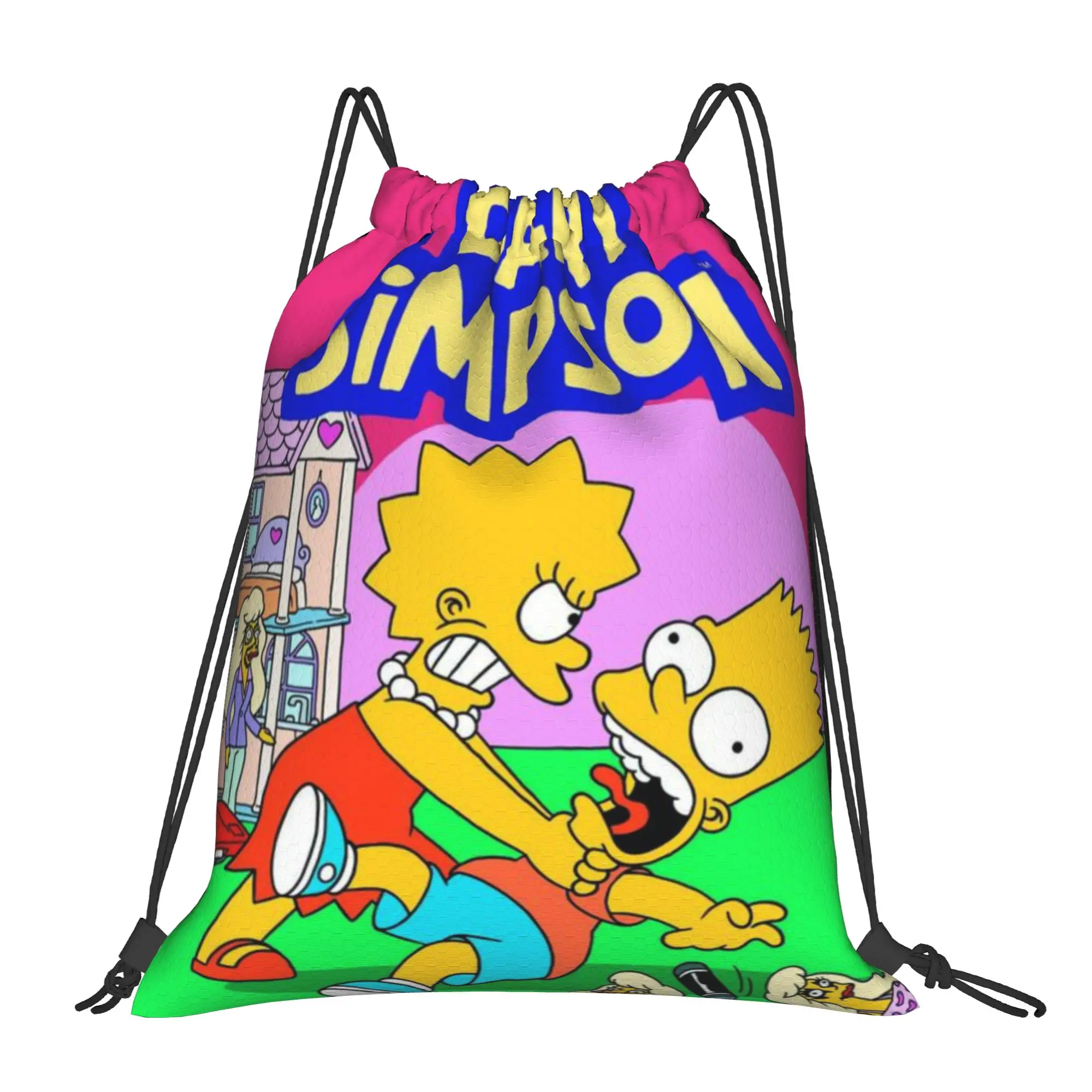 

Yellow Anime Characters The Simpsons Portable Travel Drawstring Backpack Riding Backpack Gym Clothes Drawstring Bags