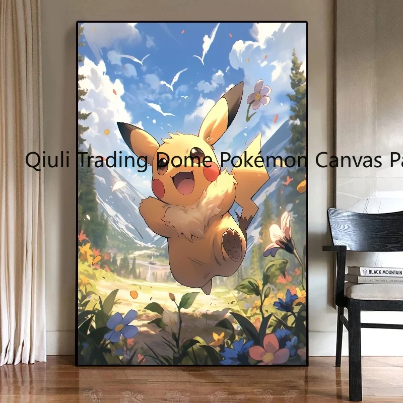 Pokemon Pikachu Leinwand drucke modulare Malerei Dekoration Gemälde moderne Wohnzimmer Cartoon Charakter Bild Wand Wohnkultur