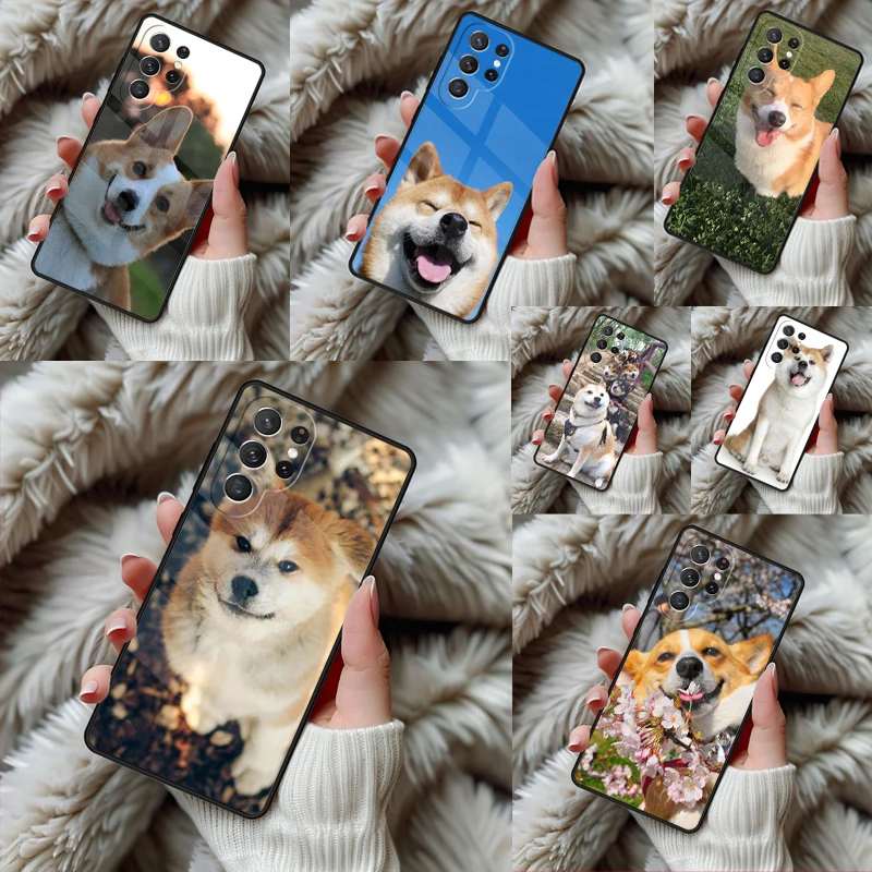 Funny cute dog Akita Phone Case For Samsung Galaxy S24 S25 S26 Ultra S22 S23 Plus S21 S20 FE Note10 TPU Cover