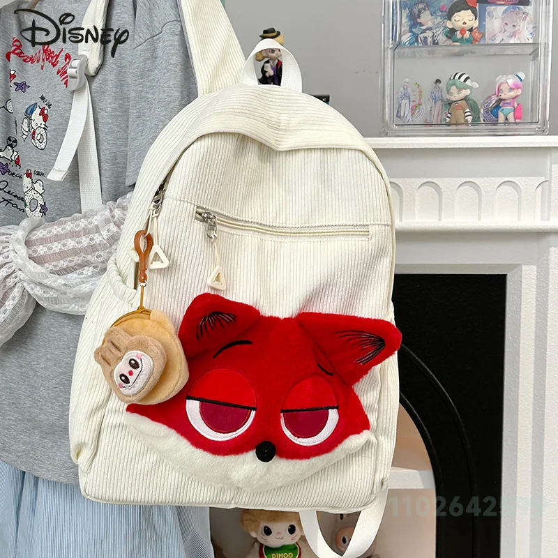 Disney Fox Nick 2025 New Plush Backpack Cartoon Versatile Large Capacity Cartoon Doll Backpack High Quality Student Backpack