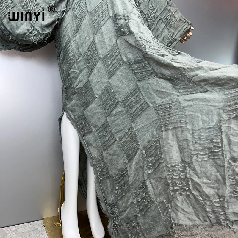 WINYI ファッションカフタン絞り染め古いドレス夏の v ネックビーチカバーアップドレスエレガントな床掃除イブニングドレス女性