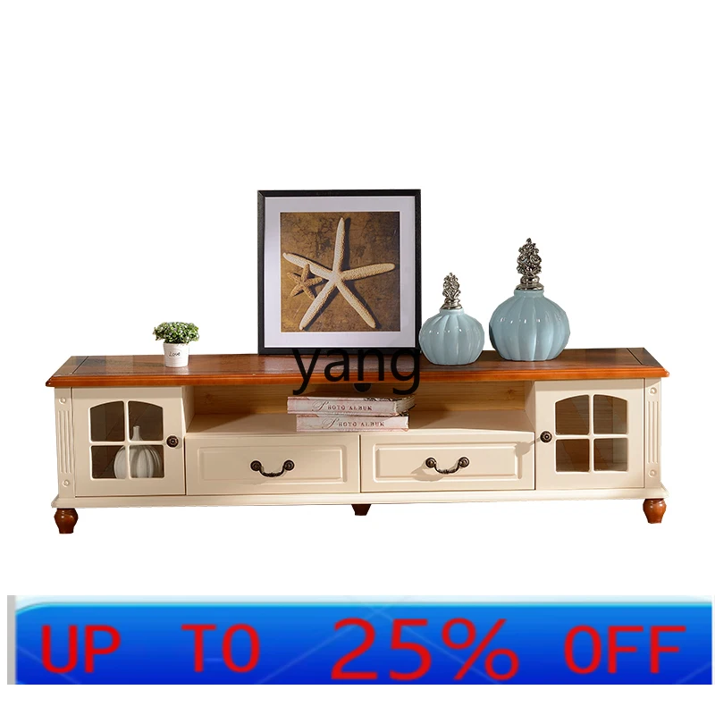 

LTT TV cabinet coffee table combination American country solid wood storage cabinet