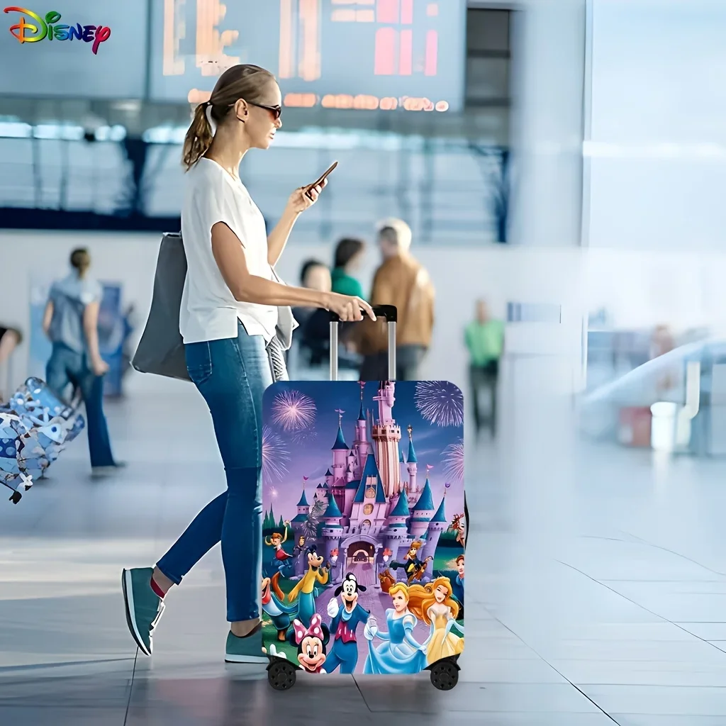 Miniso elastic dust-proof suitcase cover, Disney Mickey and Minnie cartoon durable polyester fabric protector