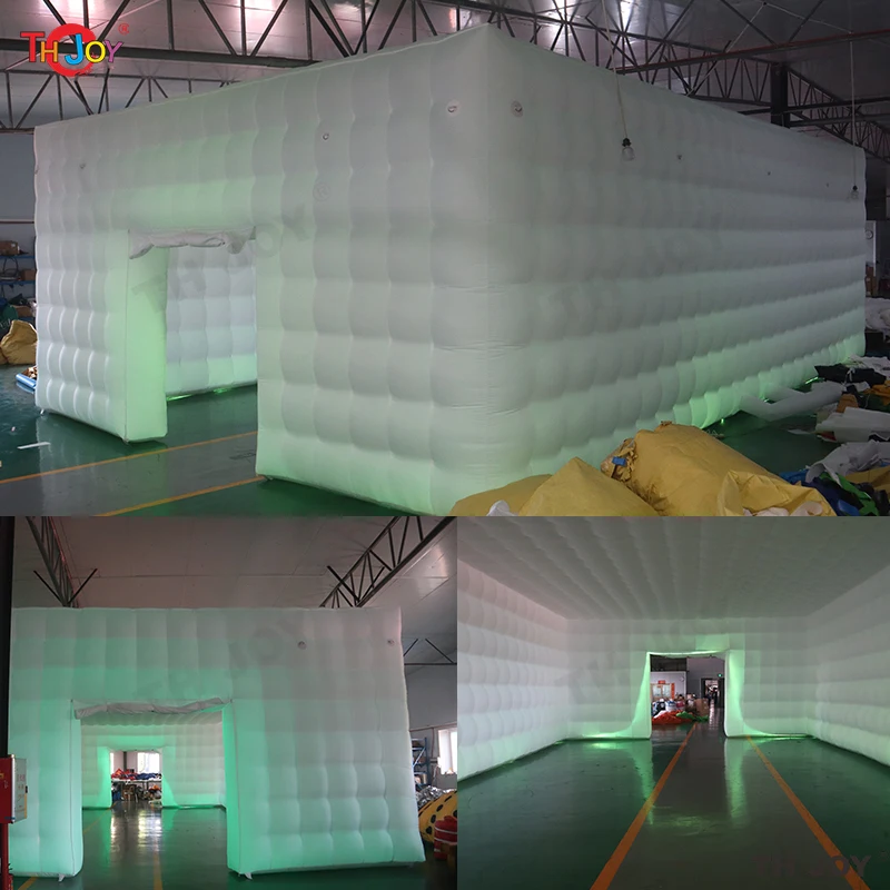 Ao ar livre grande branco led iluminação inflável disco cubo tenda inflável festa letreiro boate tenda