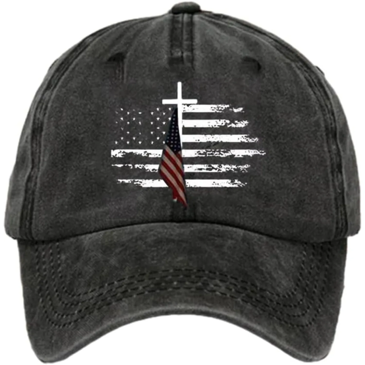 American Flag Cross Hat Christian Cross Hat Patriotic Hat Independence Day July 4Th Baseball Cap
