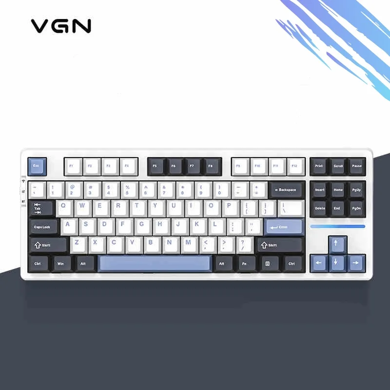 

Vgn V87 3-Mode Mechanical Keyboard Custom Gasket Structure Full Key Hot-Swapable Rgb Power Silver Axis Gaming Keyboard