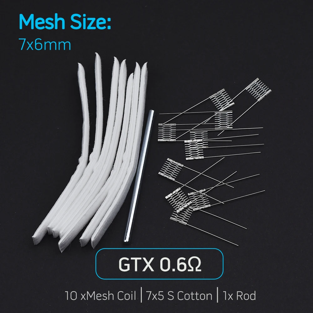 Rebuild Kit for GTX OXVA Xlim C 1.2 /0.8ohm 6x5.5mm 1.0ohm 5.5x5.5mm 0.6ohm 7x6mm Meshed Wire with Cotton and Rod Repair Tool