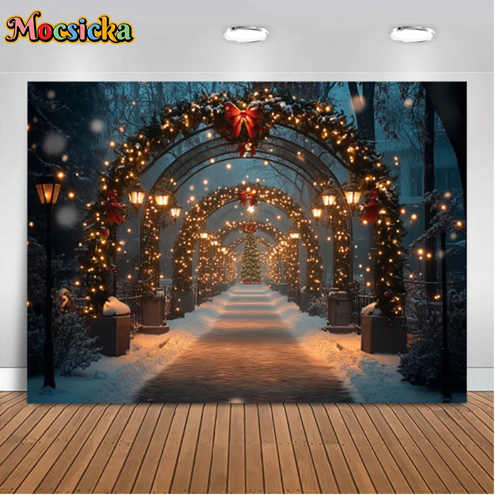Mocsicka Winter Weihnachten Fotografie Hintergründe Park Pfad Weihnachten Baum Urlaub Party Familie Kinder Foto Kulissen Studio Requisiten