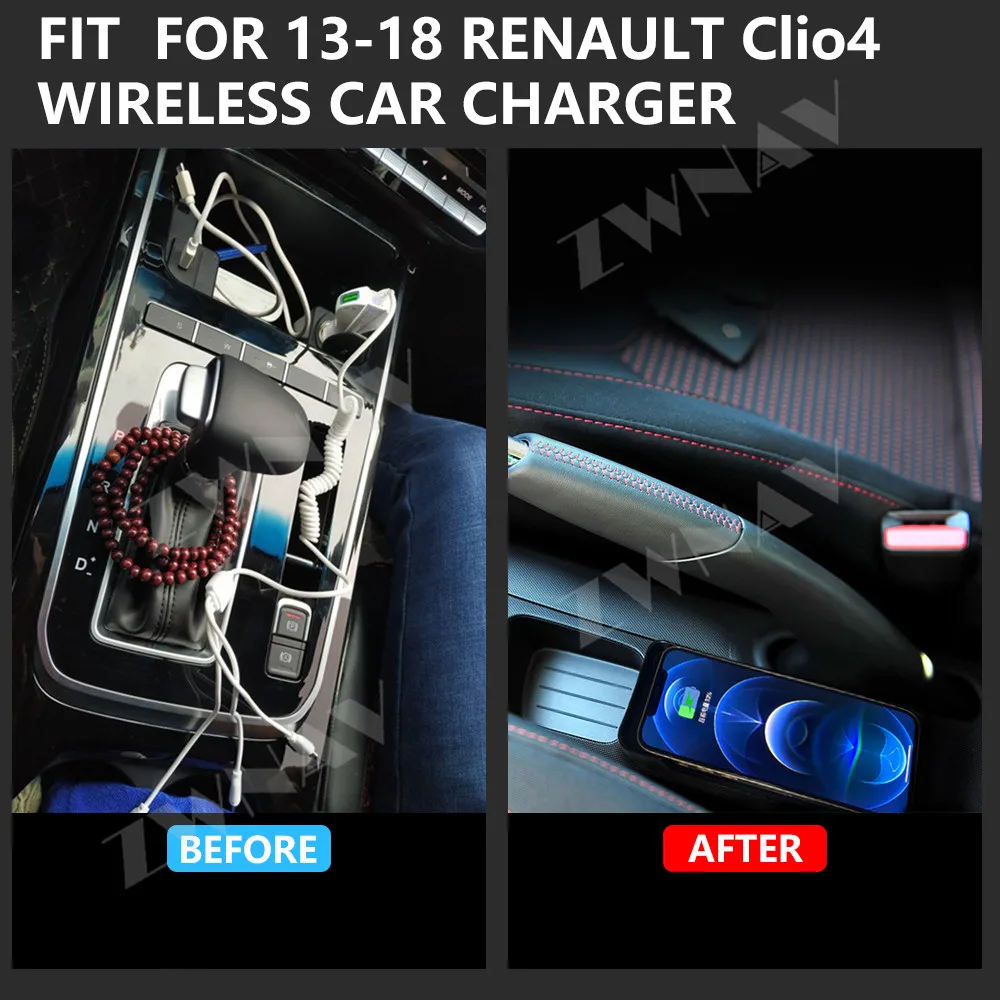 لرينو كليو 4 2013-2018 نماذج جزءا لا يتجزأ من إدراج وحدة التحكم المركزية شحن الوسادة سيارة ترقية وحدة شاحن لاسلكي #5