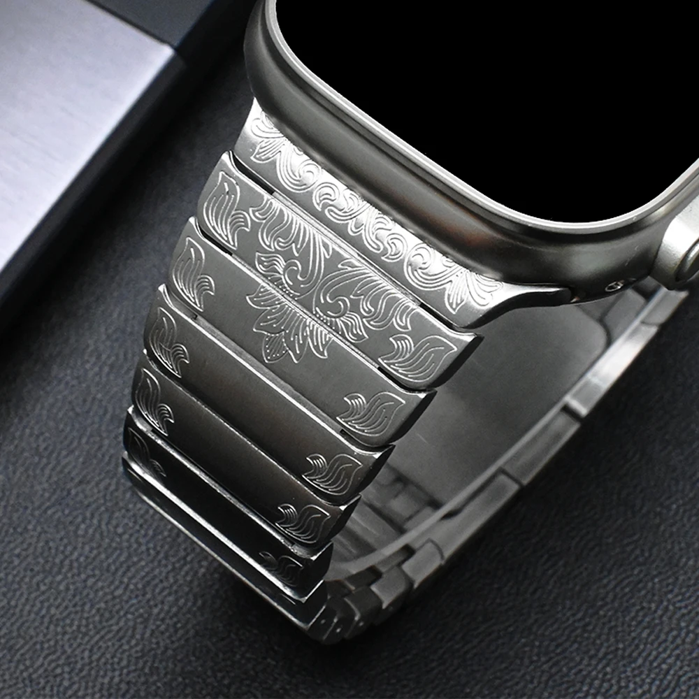 Link Bracelet For Apple Watch Ultra 2 1 49mm 45mm 44mm 42mm Luxury Metal Band For iWatch Series 9 8 7 6 5 4 SE Luxury Bracelet