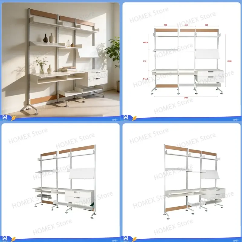White Minimalist Modular Track Ledge System Adjustable Metal Shelves Wall Mounted Storage Rack for Bedroom Living Room