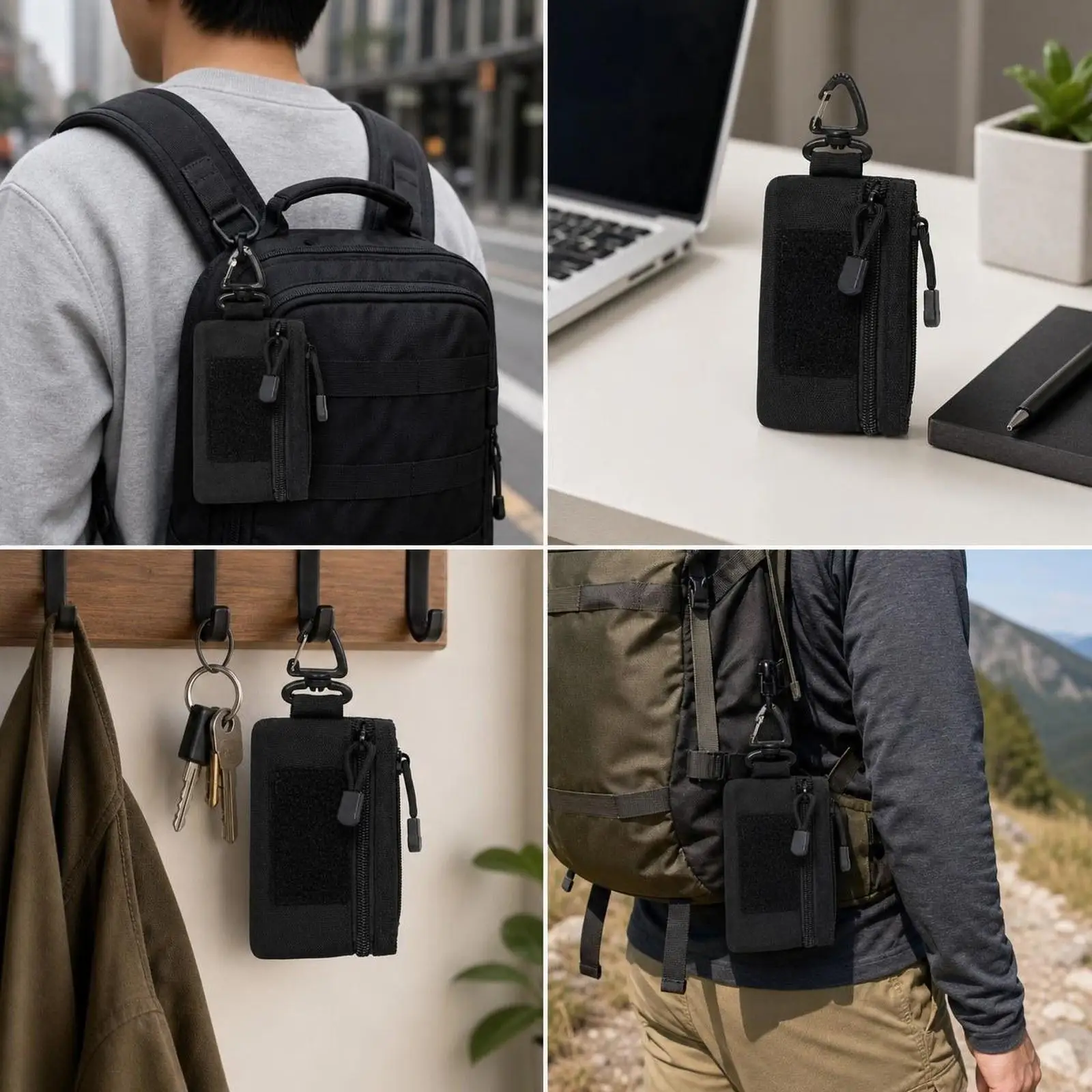 Bolsa de Lujo con Correa, Mini Monedero Bonito con Llavero, Organizador con Cremallera para Viajes Diarios y Actividades al Aire Libre para Hombres