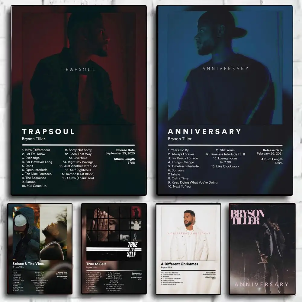 Album B-Bryson Tiller Poster PP Wall Decor Posters Celebrity Art Prints Aesthetic Wall Art Bedroom Office Home Gift