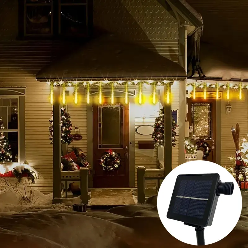 

Outdoor Solar Meteor Shower Christmas Lights 8 Tubes 30/50CM LED Hanging String Lights Garden Tree Holiday Party Decoation Lamp