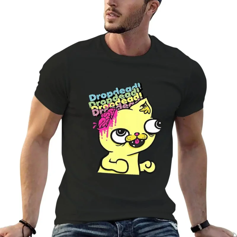 

Футболка Dropdead cat, топы, футболка для мальчика, черная футболка, облегающие футболки для мужчин