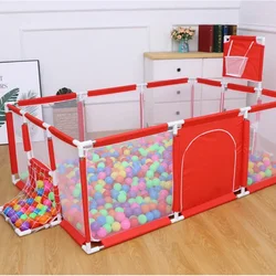 Baby Playground Portable Children's Activity Center Safe Playground with Basketball Hoop