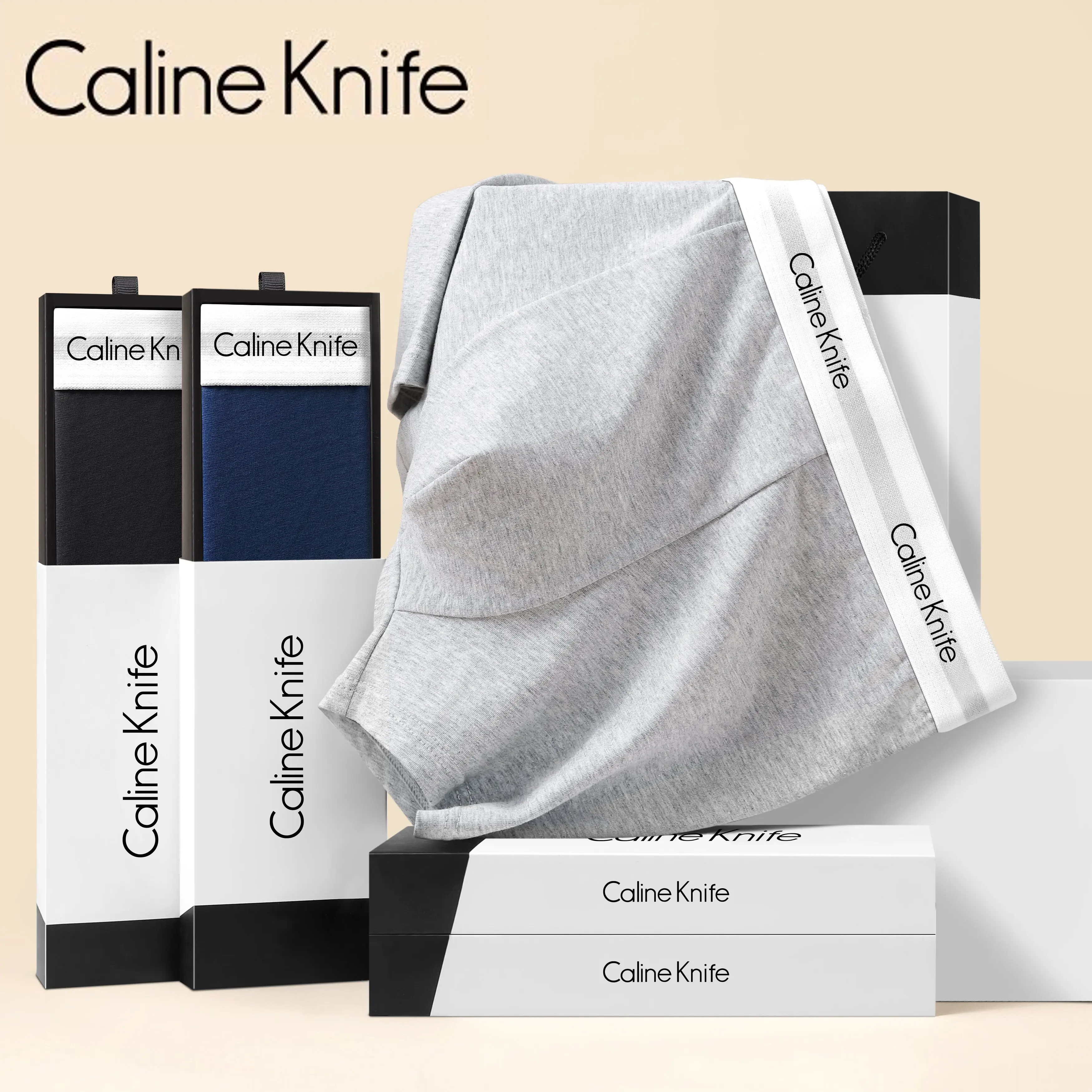 Caline Knife Men's Boxer Men Boxer Underwears Breathable Panties 7A-Antibacterial Underpants 2025 1Pc