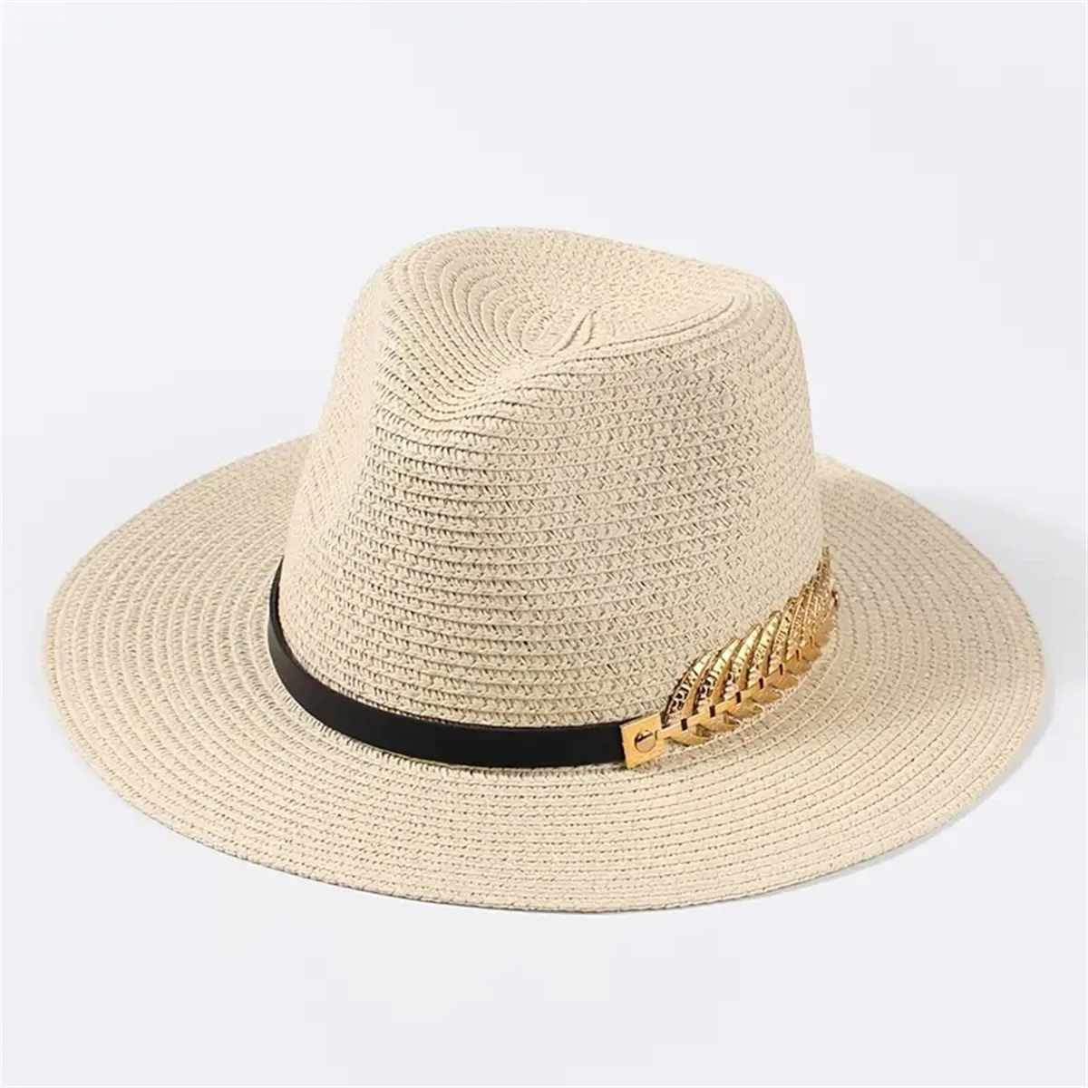 Unisex Straw Beach Hat, Flat Brim, Jazz Sun Hats, Monochromatic, Classic, Men, Women