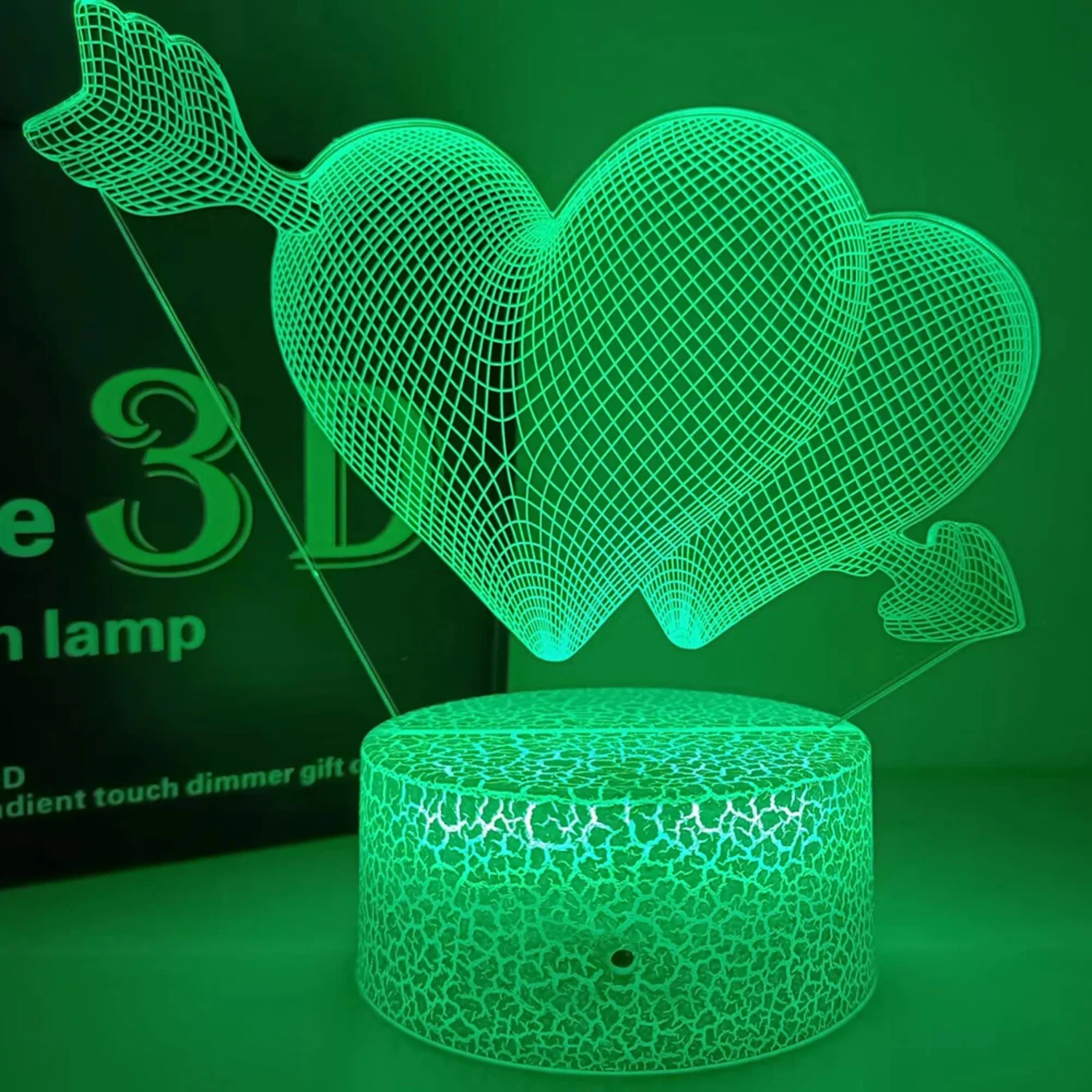 Stunning Gorgeous Colorful Heart Shaped 3D LED Lamp - Beautiful Romantic Night Light with 16 Colors Changing, USB Powered Decora