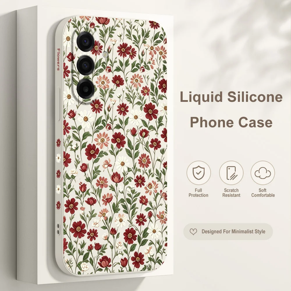 Crimson Bloom Phone Case For Samsung Galaxy A57 A37 A27 A17 A56 A36 A26 A16 A06 A55 A35 A25 A15 A05 A54 A34 A24 A14 Cover