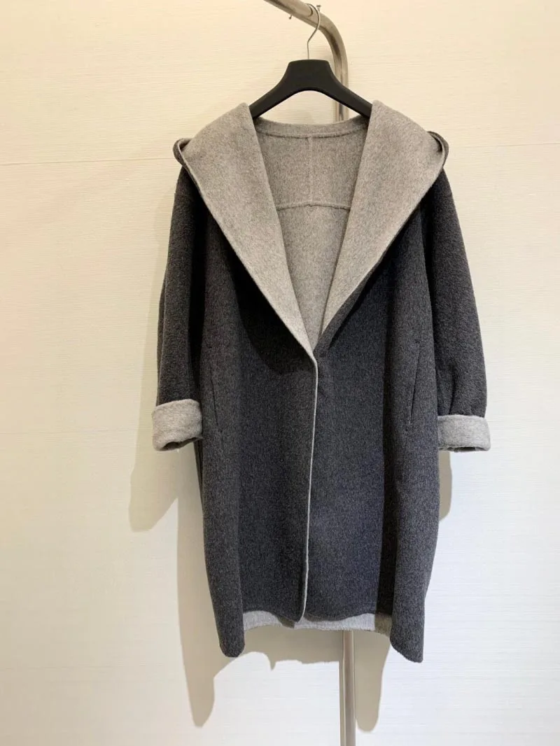 2024 Autumn/Winter New Women's Wool Coat Exquisite and Simple Style Hooded Design Lazy and Casual Premium Coat