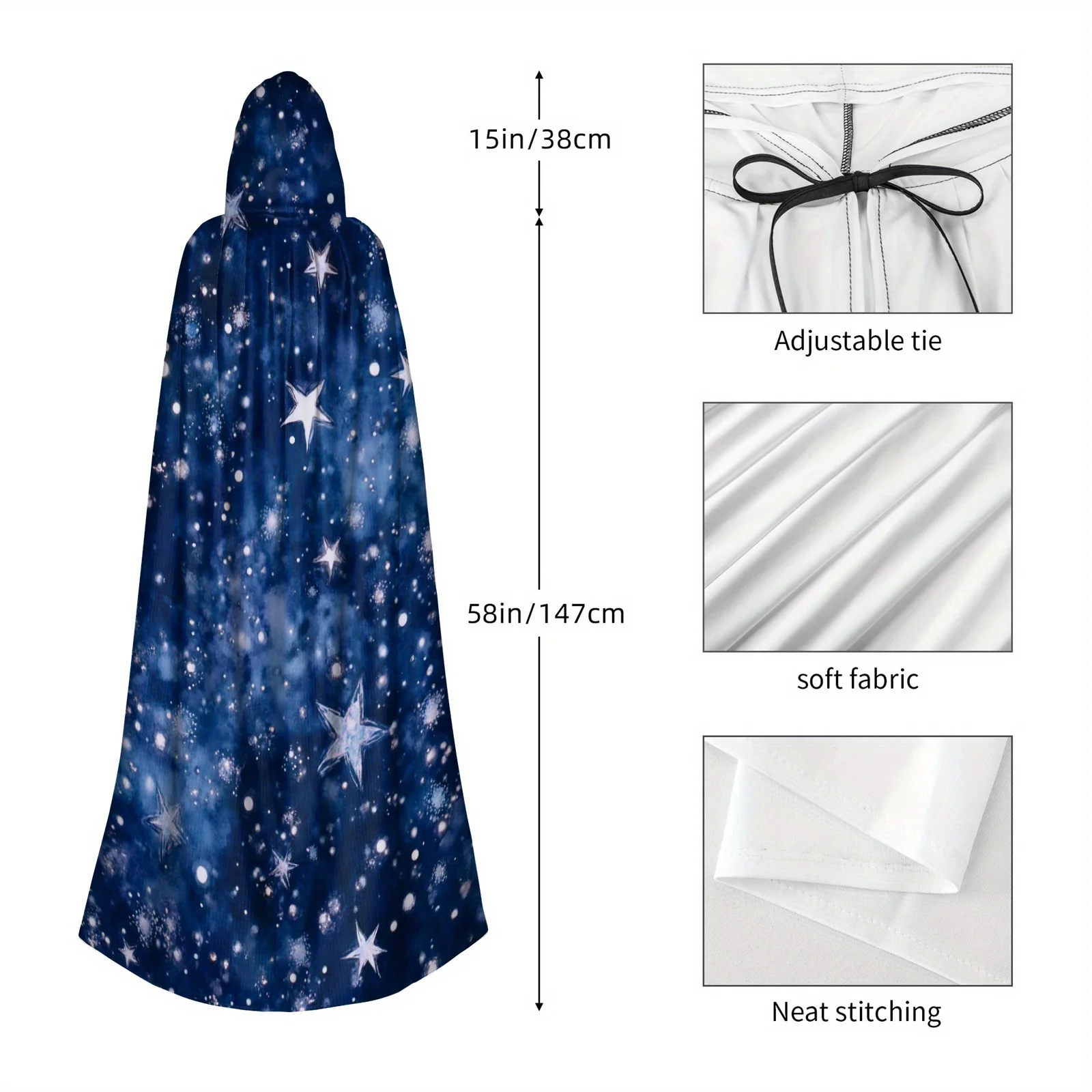 زي فينتاج ستار نايت سكاي بغطاء للرأس من البوليستر الأسود للحفلات الخيالية وقابل للغسل في الغسالة وفريدة من نوعها