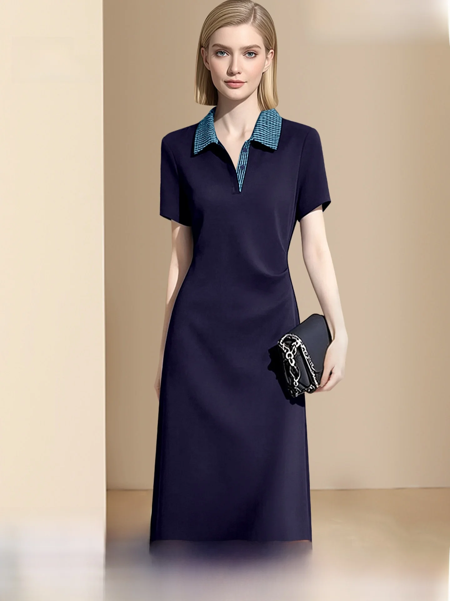 Vestido de Punto Elegante Diffie Rieger, Manga Corta, Cintura Ajustada, Versátil, Nuevo Modelo de Verano, Vestido de Moda Urbana para Mujer