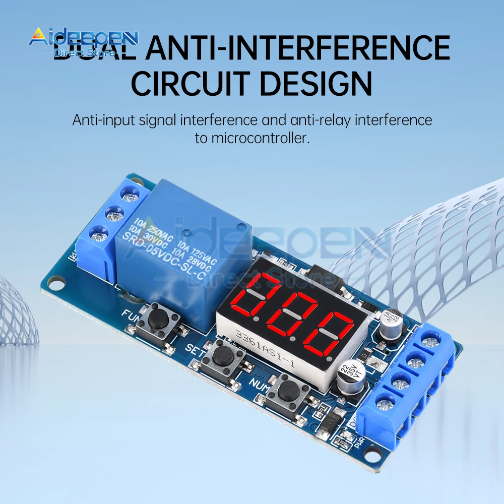 DC 3.3V 5V 12V 24V Digital Time Delay Relay LED Display Automation Cycle Timer Control Switch Adjustable Timing Relay Time Delay