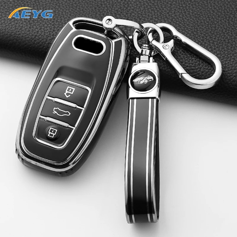 Car Key Case Cover TPU Shell Fob For Audi A1 A3 8V A4 B8 B9 A5 A6 C7 A7 A8 Q3 Q5 Q7 S4 S6 S7 S8 R8 TT Keychain Accessories