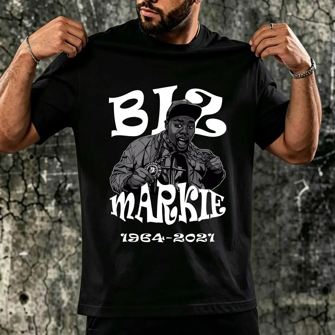 washed T Shirt Biz Markie Memories Men Black All Sizes S to 5XL X23 long or short sleeves vintage Washed Stretched Unisex
