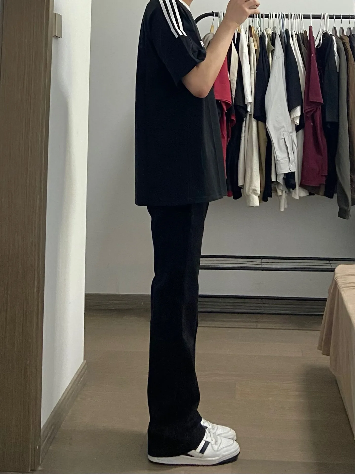 Cleanfit Retro Washed Black Basic Men's Slim Straight Jeans Trendy Bell Bottoms High Street American Style Long Pants