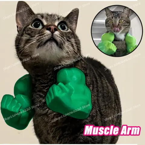 Funny Cat Muscle Arm Clothing Decoration Props 3D Printed Pet Interactive Neck Hanging Toy Role-playing Accessories Birthday Toy