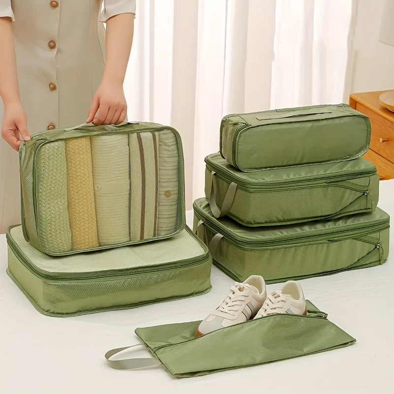 

4pcs 6pcs Travel Compression Pack (with Dividers) Space-saving Luggage Organizer For Multi-piece Shoe and Clothing