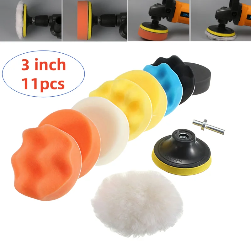 

3-дюймовый комплект для полировки автомобиля, полировальная подушечка для полировки автомобиля, абразивный диск, губка, пенопластовые подушечки, полировщик для ремонта фар
