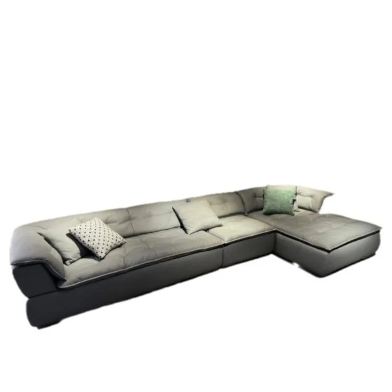 

Leather sofa Italian corner first layer cowhide living room large apartment modern simple L-shaped leather sofa