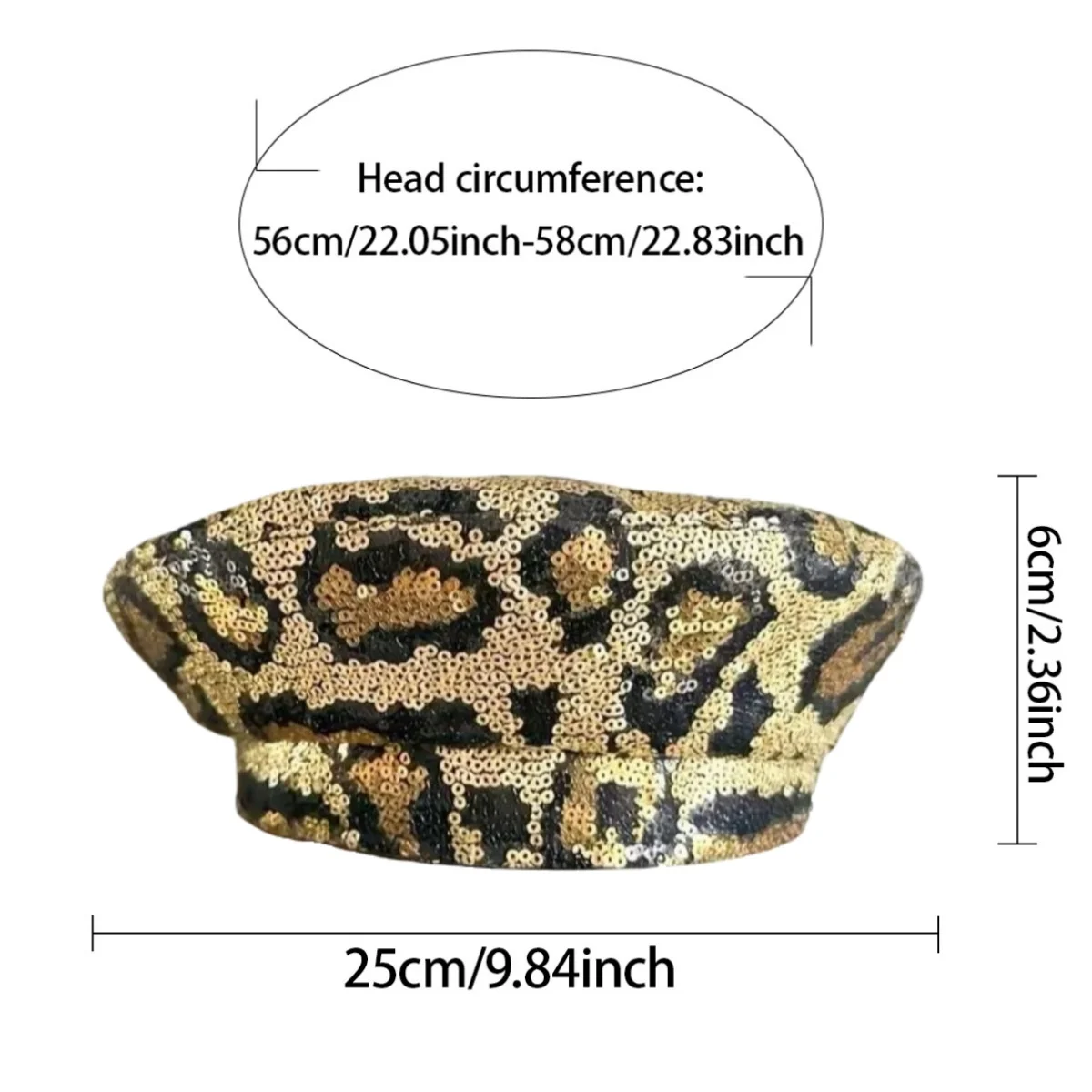 HongLuan Golden Leopard Music Festival Glitter Traje Chapéu Adulto, Gorro e Boina para Mulheres, Cosplay Acessórios Femininos Mulher