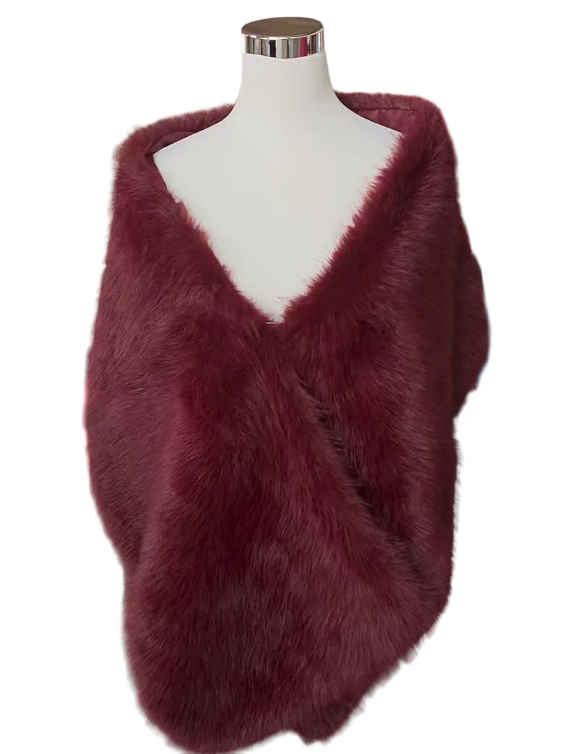 Sciarpa con scialle in pelliccia sintetica da donna Avvolgente Colletto invernale di lusso più caldo Sciarpa da donna per festa di nozze Anni '20 Stola in pelliccia soffice Capelet