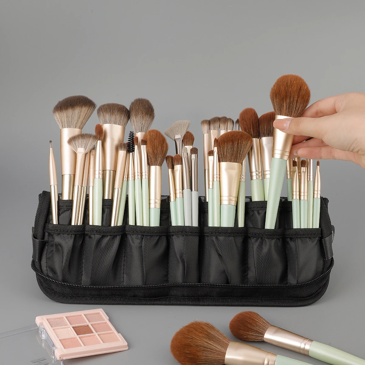 1 vertikale faltbare 14/24/29 Loch Pinseltasche Make-up Pinsel Aufbewahrung Falttasche Tasche mit großer Kapazität