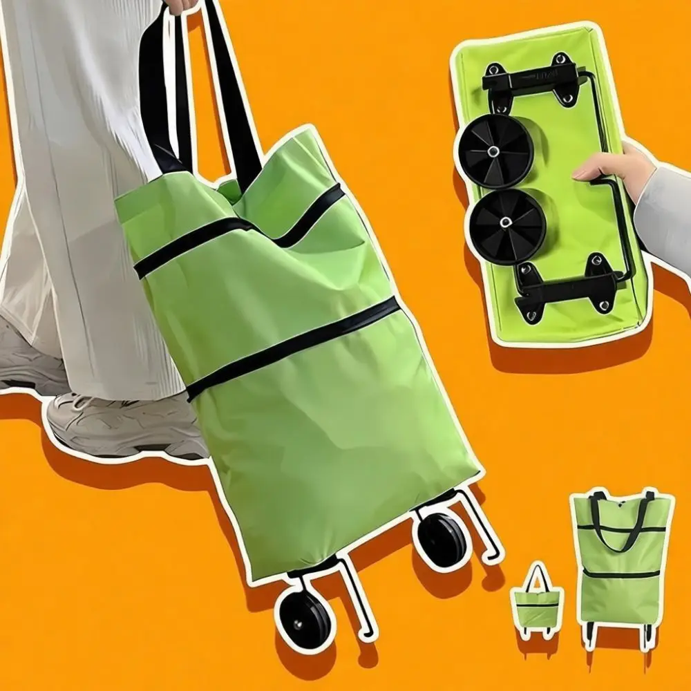 Portable Foldable Shopping Bag With Wheels Large Capacity Collapsible Grocery Cart Utility Trailer Luggage Organizer For Market