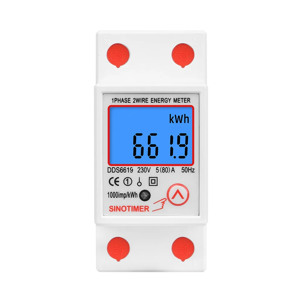 

DDS6619-012 AC 220V 80A 2P LCD Digital Display Single Phase Energy Meter Kwh Power Consumption Meter Wattmeter with Backlight