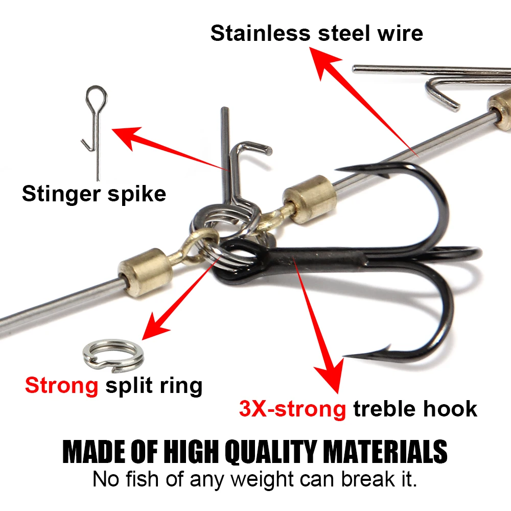 Spinpoler-Ensemble de connecteurs à vis avec poids, hameçons triples pointus, appâts souples barbelés, crochet de plate-forme de pêche Stinger, brochet et perche