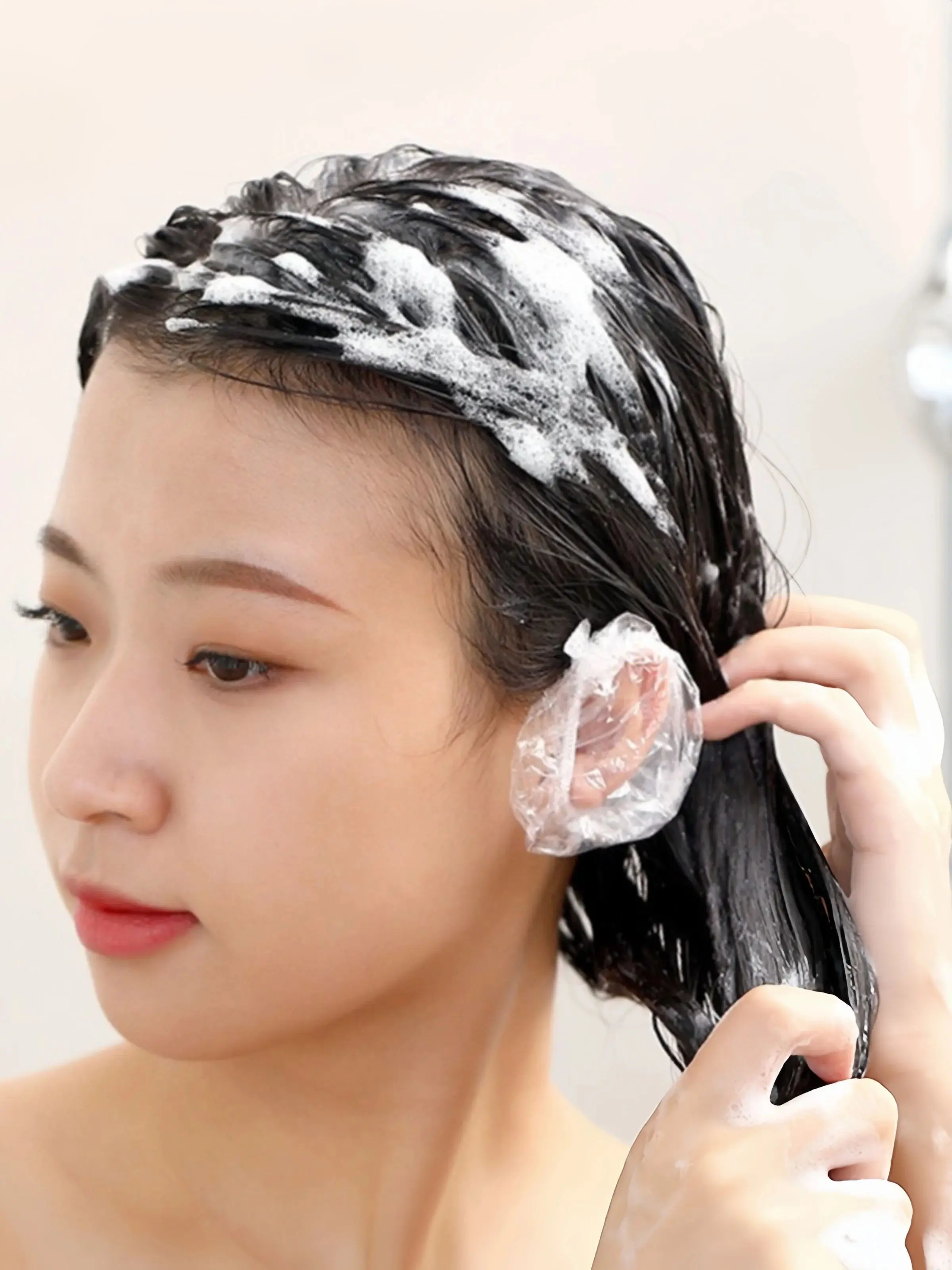 100/200/500PCS Einweg Ohrenschützer Transparente Elastische Dusche Haar Farbstoff Ohr Schutz Abdeckung Werkzeug Schild Wasserdichte Earpack – Detail 1