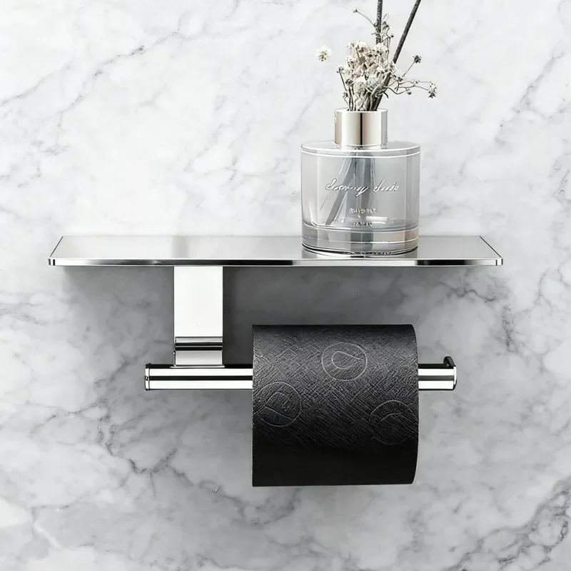Light luxury bathroom roll paper holder toilet paper holder hotel toilet mobile phone rack all copper toilet engineering