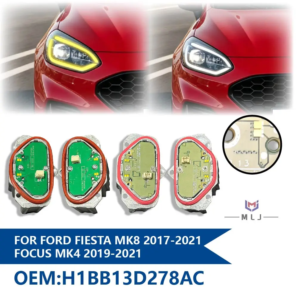 H1BB13D278AC For Ford Fiesta MK8 2017-2021 Focus MK4 2019-2021 Transit Custom Puma White Yellow Light LED Headlight Module Unit