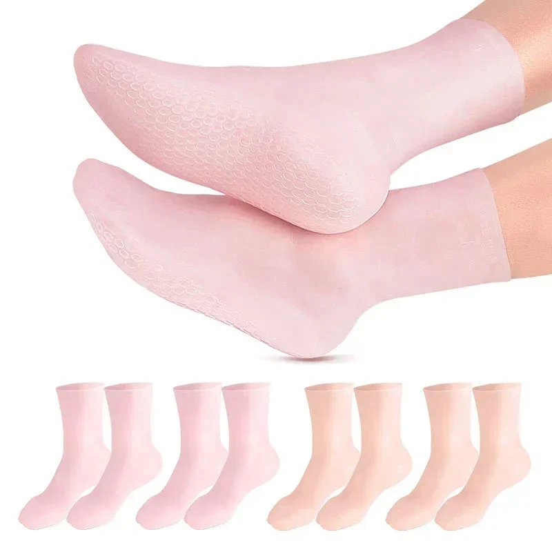 

2Pcs Silicone Moisturizing Foot Socks for Dry Cracked Feet Foot Care Spa Pedicure Socks Massage Moisturizing Gel Socks