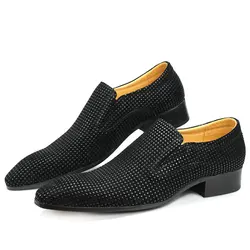 Klassischer Stil männliches Kleid Freizeit schuhe Hochzeits feier maßge schneiderte handgemachte Ein-Schritt-Mode Slipper Luxus Point Toe Schuhe