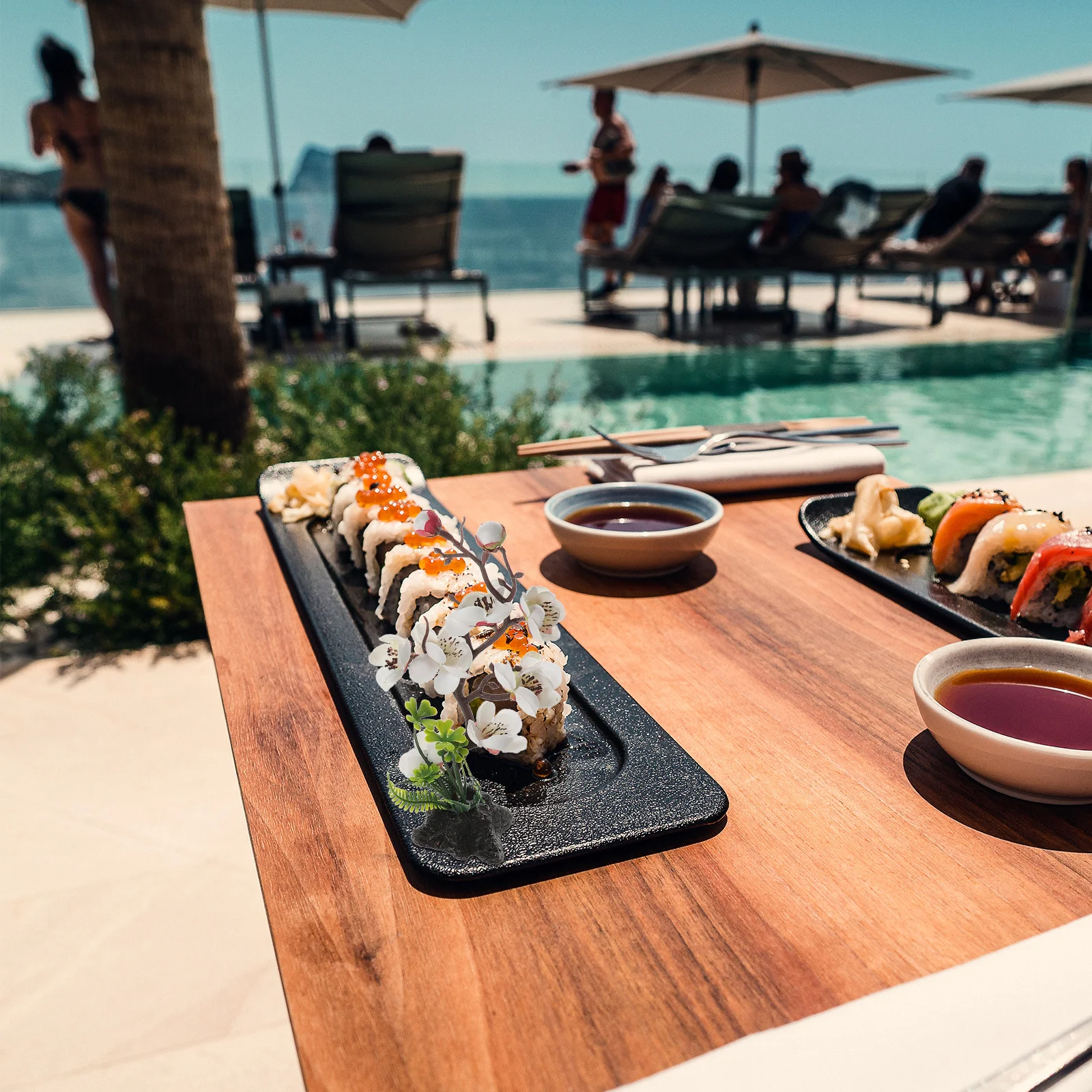 

2pcs Simulation Flower Sushi Artistic Flower Ornament Japanese Cold Dish Decoration Sashimi Plate Decor Fake Flowers Tabletop